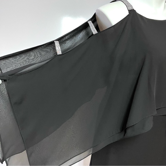 NEW Glamour Nights Chiffon Cocktail Dress Size 16 Crystal Embellished Sleeves - Picture 7 of 11